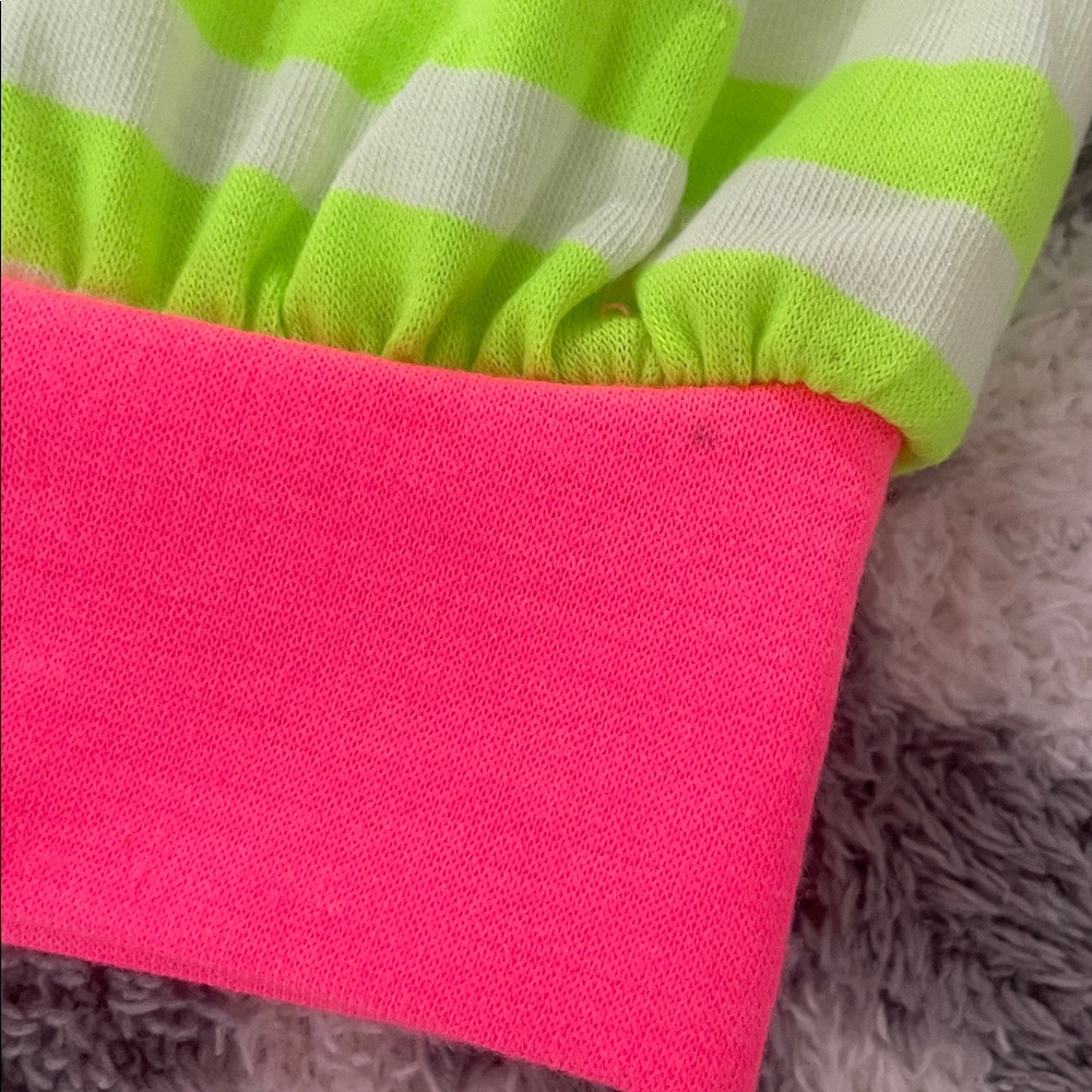 BiBi Neon Lime and Hot Pink Striped Top Size XL NWOT - Picture 4 of 7